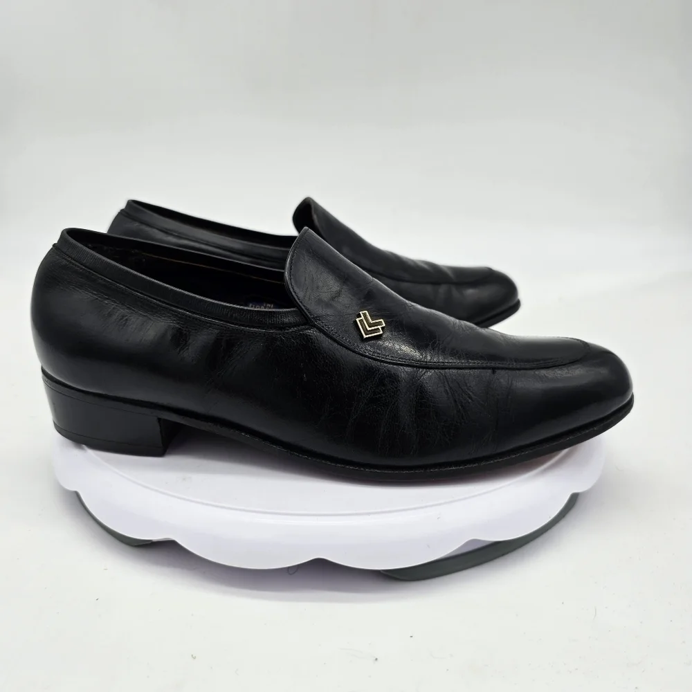The Florsheim Shoe Men's 7.5 D Black Leather Loafers Slip-On Designer Collection